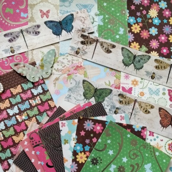 Butterfly Theme Craft Paper Pack of 52 Items for Scrapbooks/Junk Journals - Picture 3 of 3